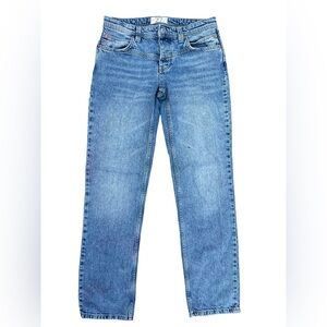 WE THE FREE Shelby Low-Rise Boyfriend Blue Jeans Front-Yoke Western Boho Sz 27